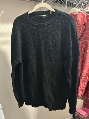 Karl Lagerfeld Black Textured Knit Crewneck Sweater - Men